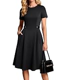 Damen Kleider Elegante, A-Linie Rundhals Kuzarm...