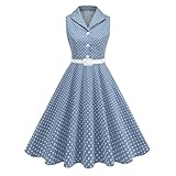 EFOGEP Damen Vintage 1950s Rockabilly Swing Kleid...