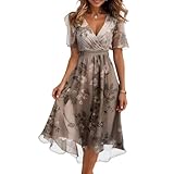 Midi Kleid Damen Sommer Blumen A Linie Sommerkleid...