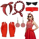 Qnvyw 6 Stück Rockabilly Accessoires Damen, 50er...