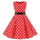 LSHEL Mädchen Vintage Kleider 1950er Hepburn Stil...