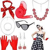 ZeYou 9 Stück 50er Jahre Accessoires Damen,...